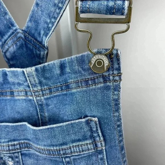 2/$30 Blue Spice Size 7 Bib Overalls Distressed Blue Denim Jean Festival Boho - Picture 6 of 11